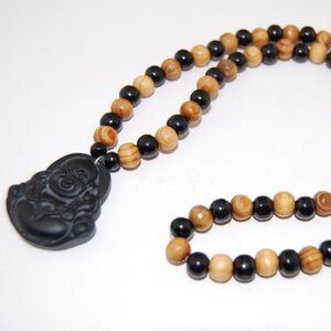 Buddha Necklace,Onyx Stone Buddha Necklace,Happy Buddha Necklace,Peace,Love